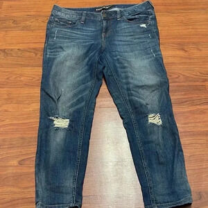 Express tapered boyfriend distressed ankle jeans